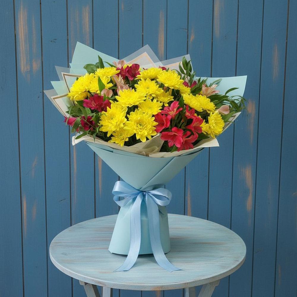 Букет цветов из: Альстромерии и Хризантемы в Морозовке