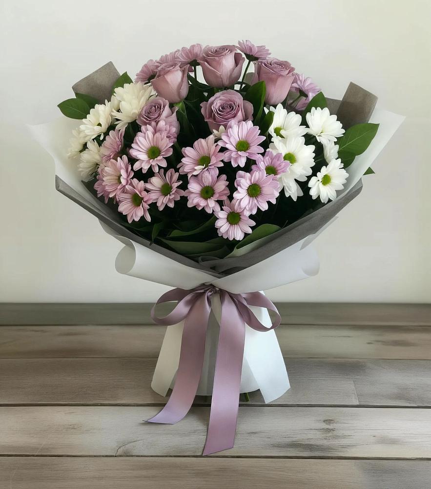 Букет цветов из: Хризантемы и Розы в Морозовке