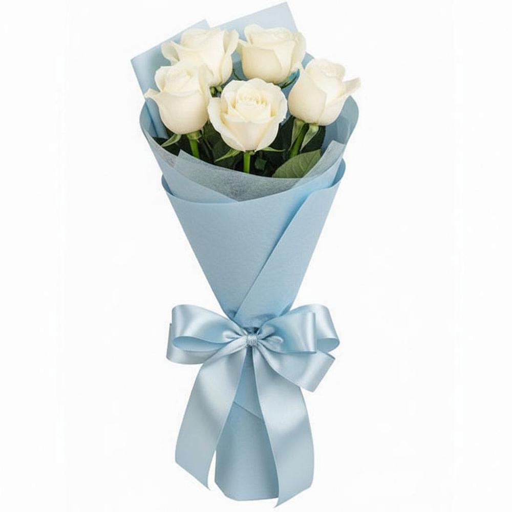 Букет 5 Белых роз Проуд в Морозовке