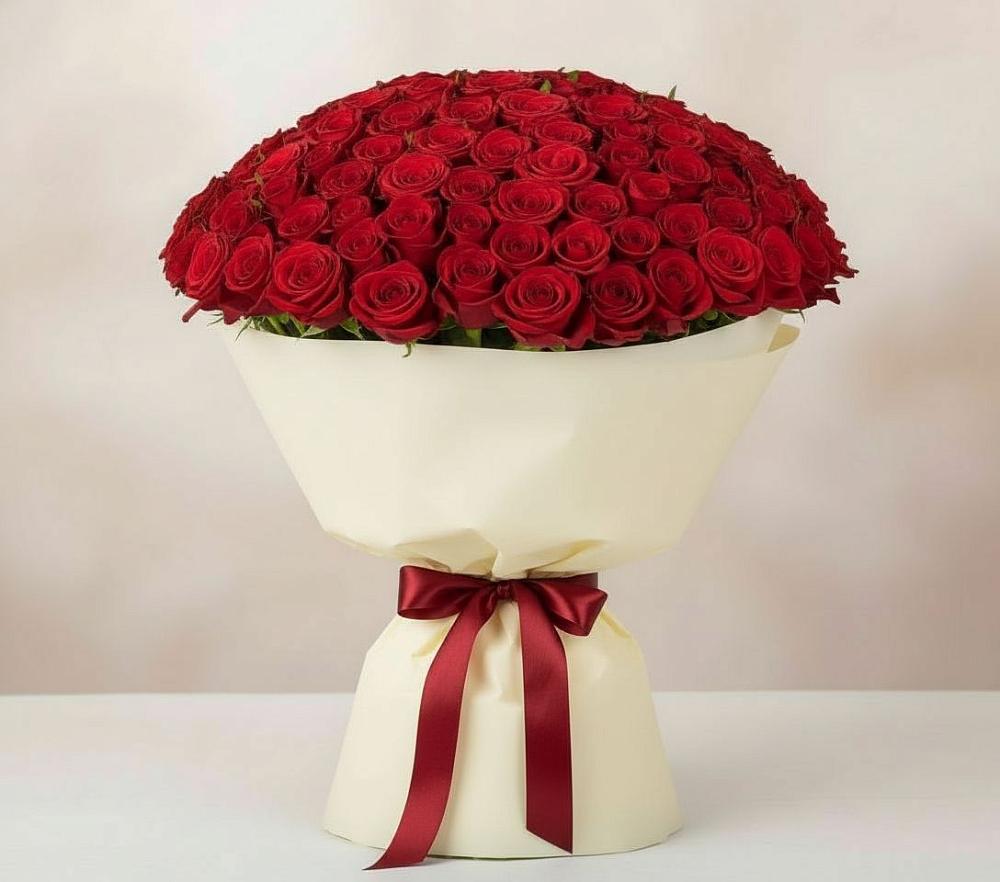 Букет 101 Красная роза Милано в Морозовке