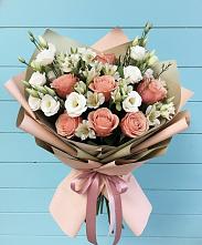 Букет цветов из:  Розы, Альстромерии и Лизиантусы в Морозовке