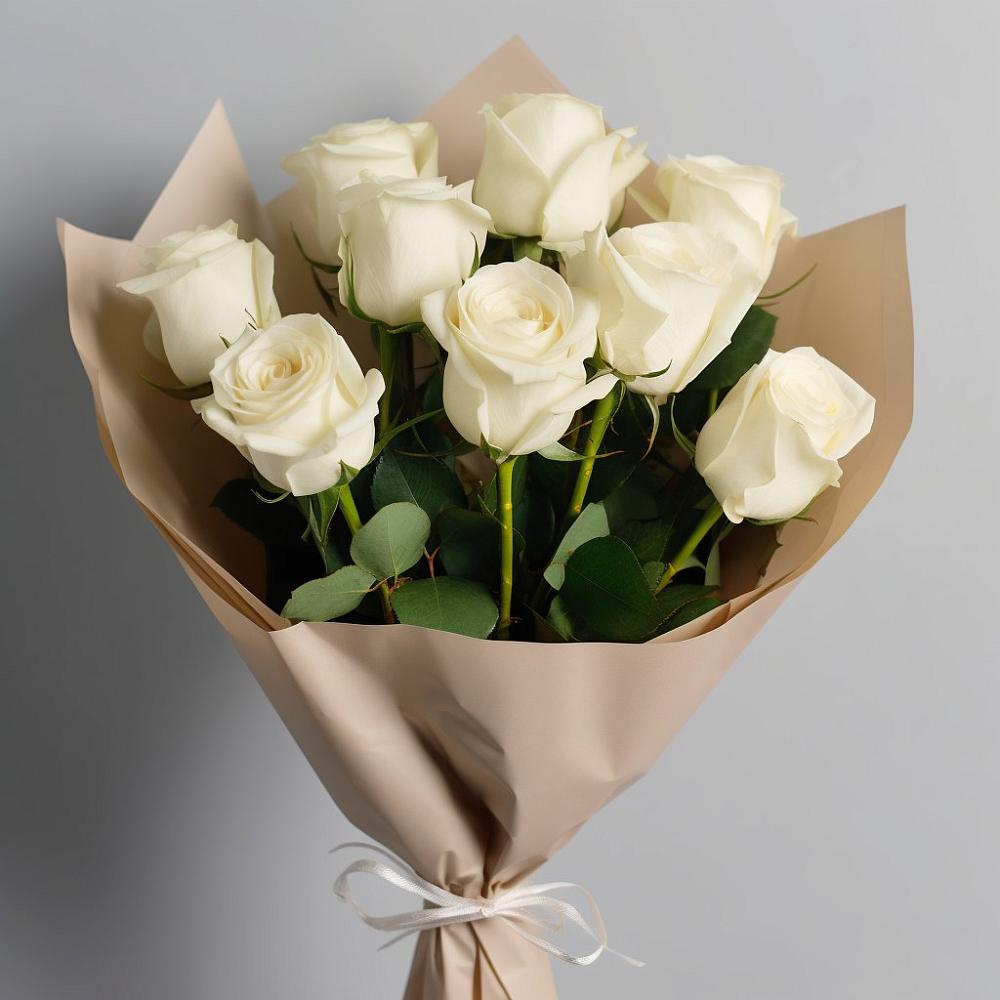 Букет 9 Белых роз Эдлесс Лав в Морозовке