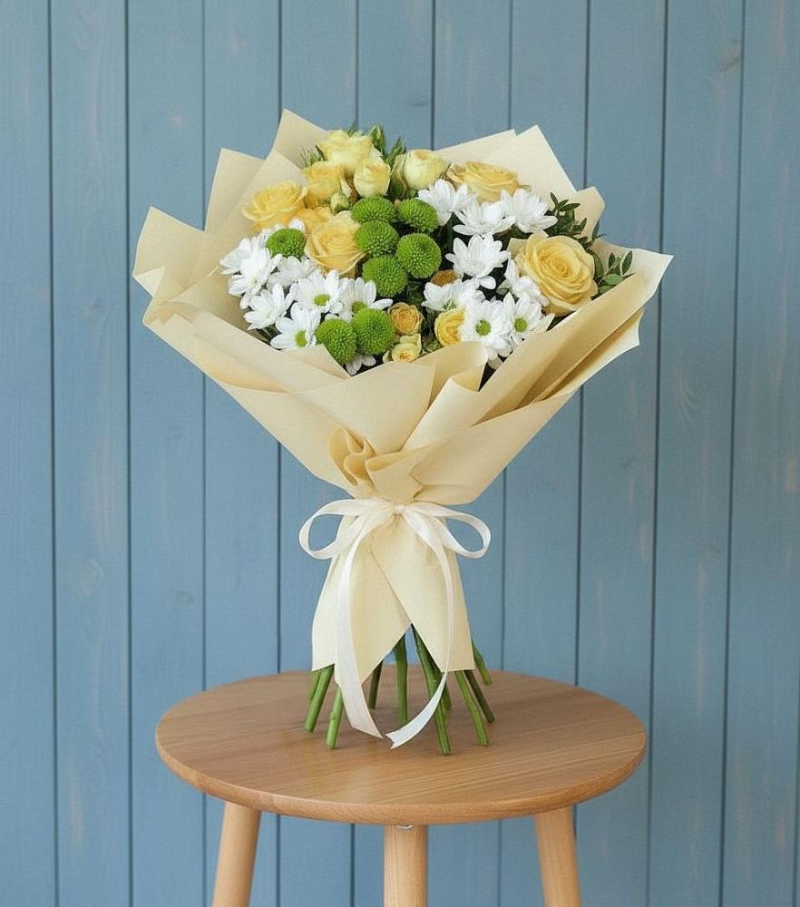 Букет цветов из: Хризантемы и Розы в Морозовке