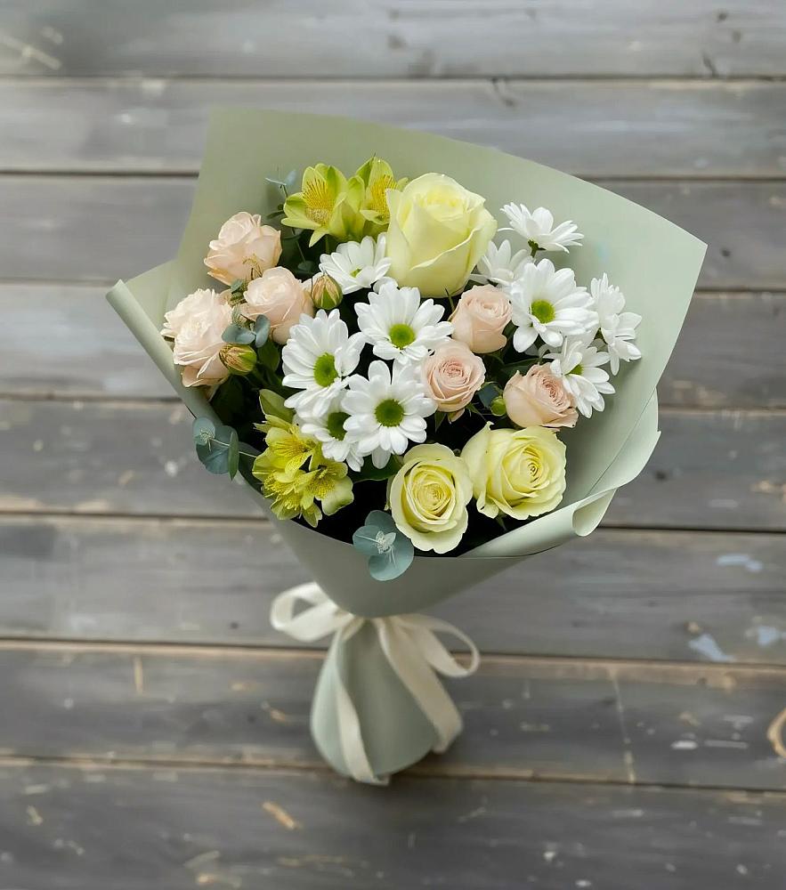 Букет цветов из: Альстромерии, Розы и Хризантемы в Морозовке