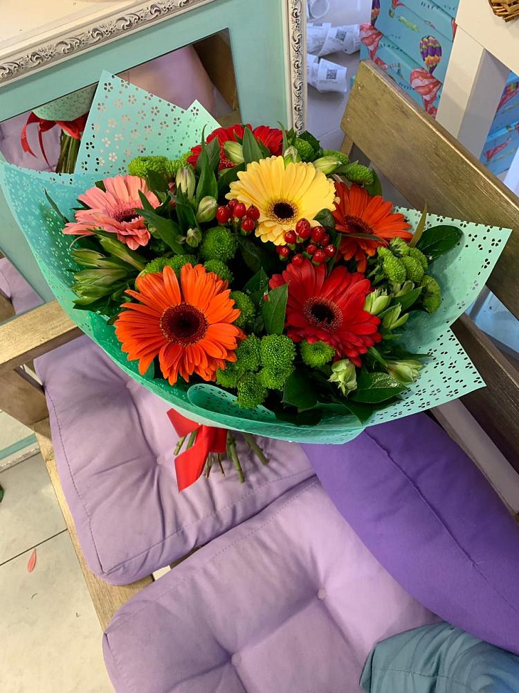 Букет цветов из: Герберы, Хризантемы и Альстромерии в Морозовке
