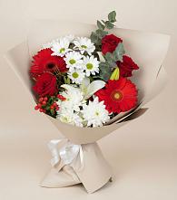 Букет цветов из:  Розы, Хризантемы, Герберы и Лилии в Морозовке