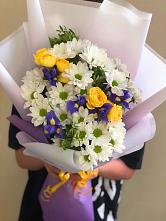 Букет цветов из:  Ирисы, Хризантемы и Розы #REPLACE_PRED# Морозовке