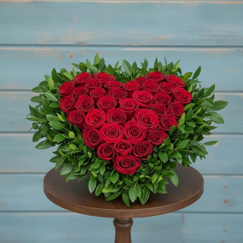 Цветочная композиция из Розы в виде сердца в Морозовке