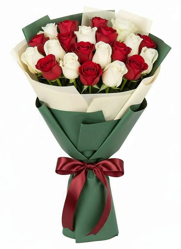 Букет Микс из красных и белых роз в Морозовке