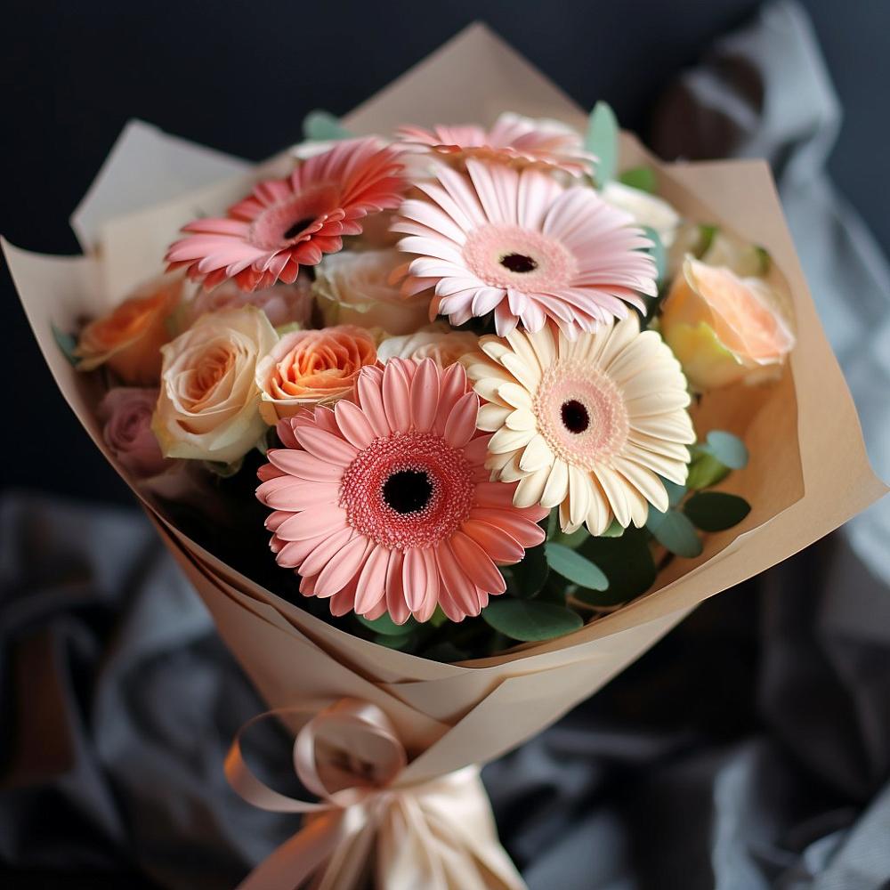 Букет цветов из: Герберы и Розы в Морозовке