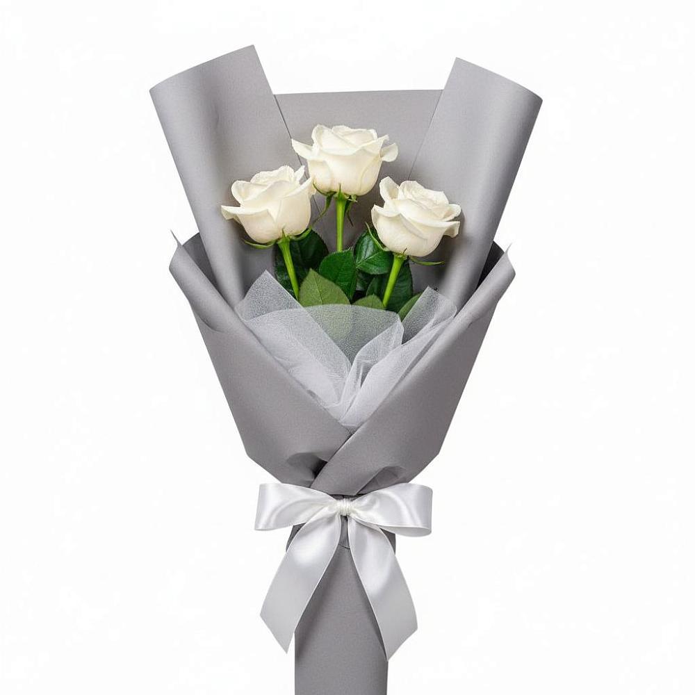 Букет 3 белые розы в Морозовке