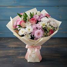 Букет цветов из:  Хризантемы, Альстромерии и Розы в Морозовке