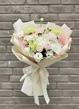 Букет цветов из:  Гвоздики, Розы, Лизиантусы и Хризантемы в Морозовке