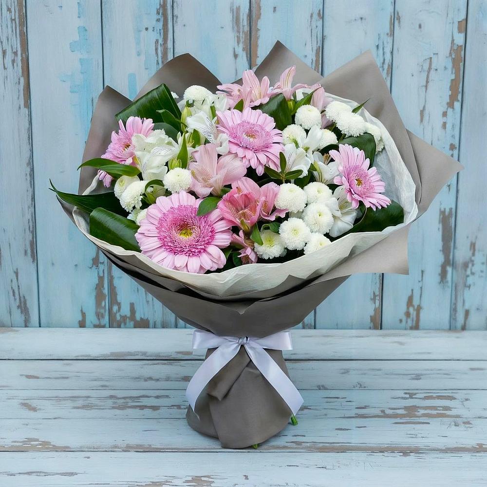 Букет цветов из: Герберы, Альстромерии и Хризантемы в Морозовке