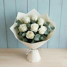 Букет Белые розы в Эвкалипте в Морозовке