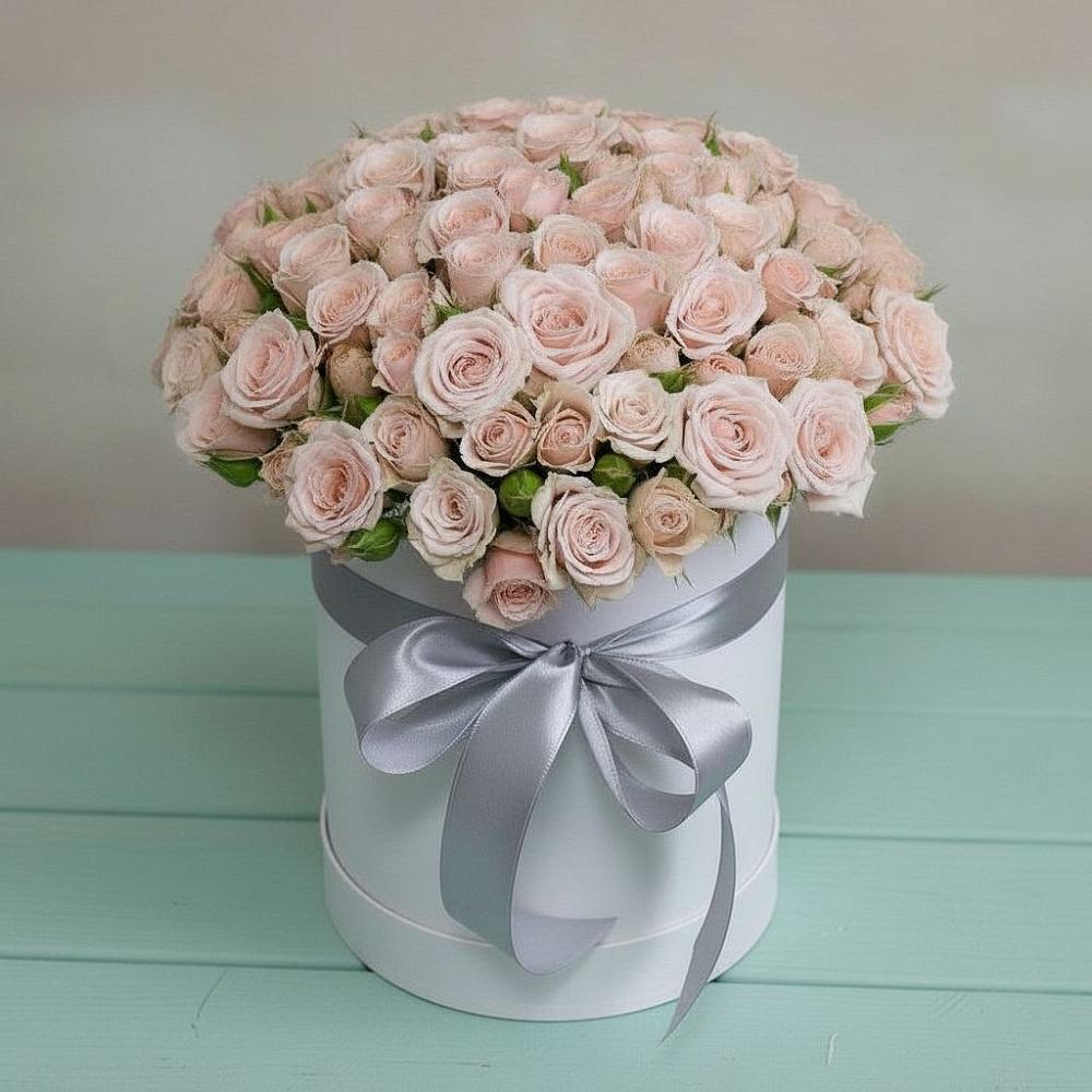 Цветочная композиция из Розы в шляпной коробке в Морозовке